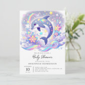 Unterhalb der Delphin-Babydusche Einladung (Stehend Vorderseite)