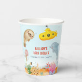 Unterhalb der maritimen Babydusche Pappbecher (Rückseite)