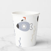 Unterhalb der Meeresbeben | U-Boote und Quallen Pappbecher (Rückseite)