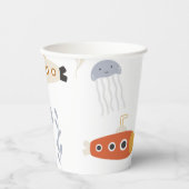 Unterhalb der Meeresbeben | U-Boote und Quallen Pappbecher (Vorderseite)