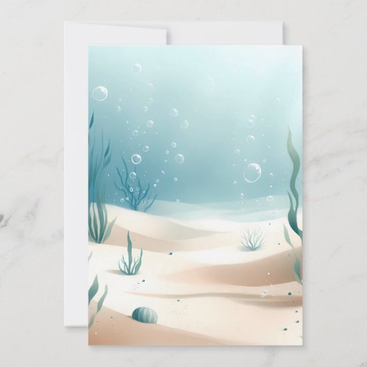 Unterhalb der Meereshai Watercolor Babydusche Einladung (Rückseite)