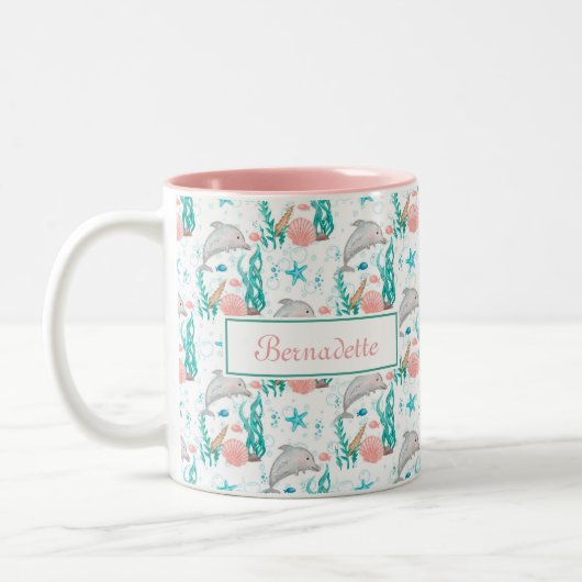 Unterhalb der Meereslebensdolphin Zweifarbige Tasse (Links)