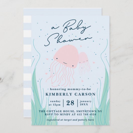 Unterhalb der Meeresquallen-Kinderdusche Einladung (Vorne/Hinten)