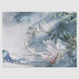 Unterhalb der Meeresquallen-Korallen Aquarellgeweb Seidenpapier