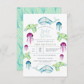 Unterhalb der Meeresschauer Wasserfarbe für Meeres Einladung (Vorne/Hinten)