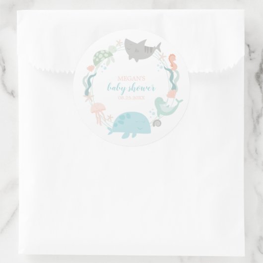 Unterhalb der Meerjungdusche Runder Aufkleber (Tasche)