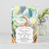 Unterhalb der Meerjungfrau Babydusche Einladung (Stehend Vorderseite)