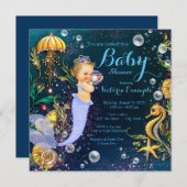 Unterhalb der Meerjungfrau Babydusche Einladung (Vorne/Hinten)