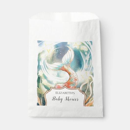 Unterhalb der Meerjungfrau Babydusche Geschenktütchen (Vorderseite)