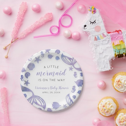 Unterhalb der Meerjungfrau Babydusche Pappteller (Party)