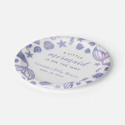 Unterhalb der Meerjungfrau Babydusche Pappteller (Schrägansicht)