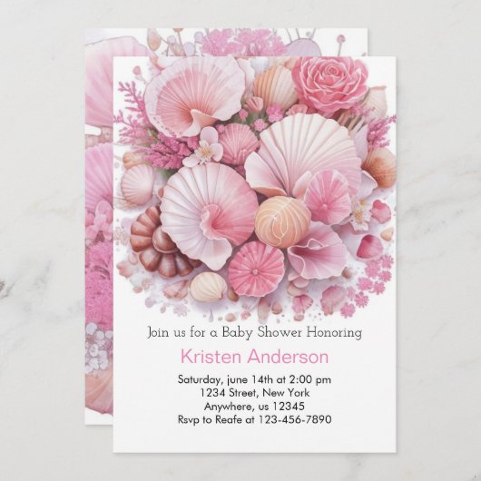 Unterhalb der Muschel Celebration Girl Baby Shower Einladung (Vorne/Hinten)