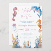 Unterhalb der Sea Animal Watercolor Babydusche Einladung (Vorne/Hinten)