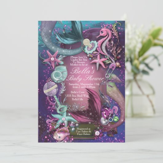 Unterhalb der Sea Baby Shower Einladungen (Stehend Vorderseite)