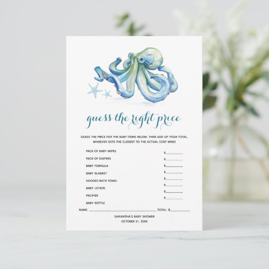 Unterhalb der Sea Baby Shower Games Einladung (Stehend Vorderseite)