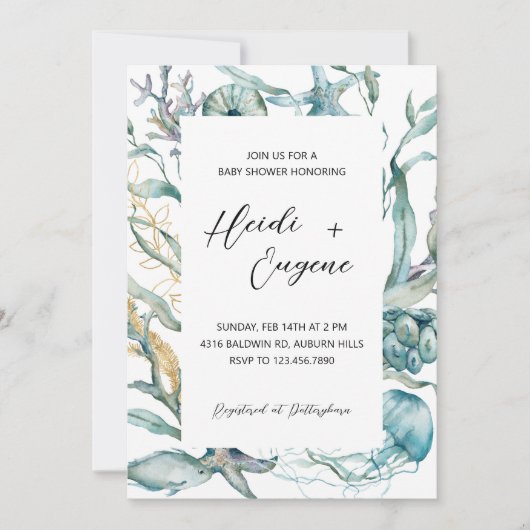 Unterhalb der Sea Jellyfish Baby Dusche Einladung (Vorderseite)