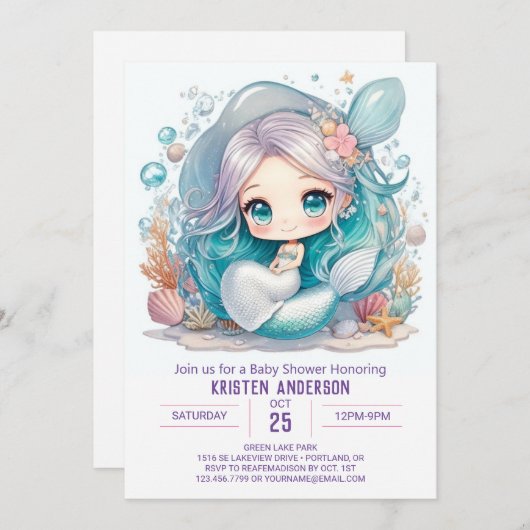 Unterhalb der Sea Serenity Baby Dusche Einladung (Vorne/Hinten)