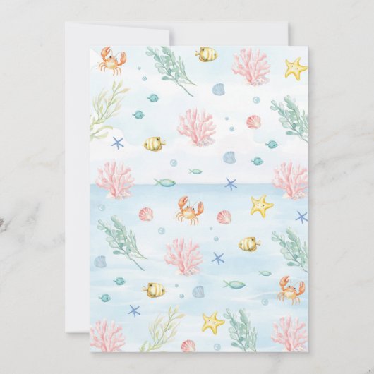 Unterhalb des Blue Ocean Animals Baby Dusche Einladung (Rückseite)
