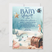 Unterhalb des Blue Watercolor Baby Dusche Einladung (Vorderseite)