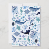 Unterhalb des Blue Watercolor Baby Dusche für Jung Einladung (Rückseite)