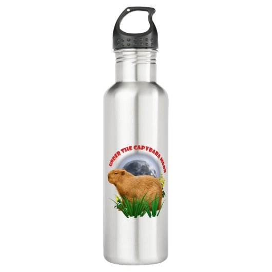 Unterhalb des Capybara Moon Funny Capybara Edelstahlflasche (Vorderseite)