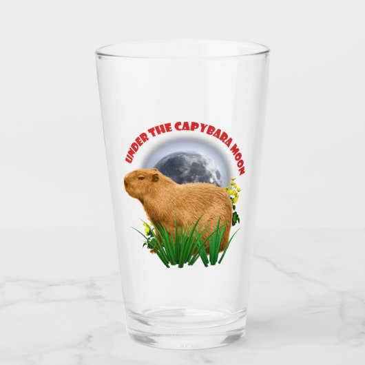 Unterhalb des Capybara Moon Funny Capybara Glas (Vorderseite)