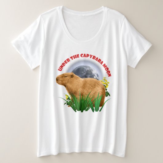 Unterhalb des Capybara Moon Funny Capybara Große Größe T-Shirt (Design vorne)