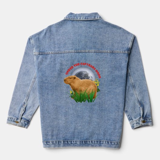Unterhalb des Capybara Moon Funny Capybara Jeansjacke (Rückseite)