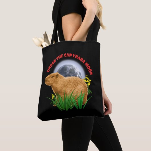 Unterhalb des Capybara Moon Funny Capybara Tasche (Von Nahem)
