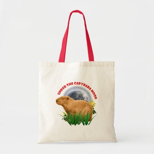 Unterhalb des Capybara Moon Funny Capybara Tragetasche (Vorne)