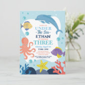 Unterhalb des DREIER OzeanDolphin Octopus 3. Einladung (Stehend Vorderseite)