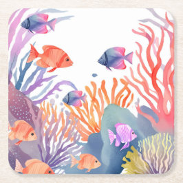 Unterhalb des Korallenriffs Rechteckiger Pappuntersetzer