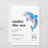 Unterhalb des Meerdelfins Wasserfarbendusche Einladung (Vorderseite)