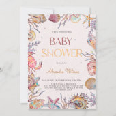 Unterhalb des Meeres Aquarell Nautical Baby Dusche Einladung (Vorderseite)