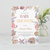 Unterhalb des Meeres Aquarell Nautical Baby Dusche Einladung (Stehend Vorderseite)