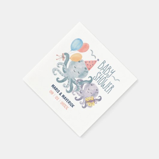 Unterhalb des Meeres Aquarell Octopus Beach Babydu Serviette (Ecke)