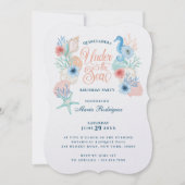 Unterhalb des Meeres Aquarell Seashells Quinceañer Einladung (Vorderseite)