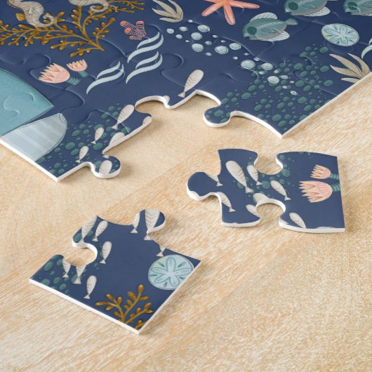 Unterhalb des Meeres - Aquarelltiere Kunst Puzzle (Seite)