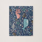 Unterhalb des Meeres - Aquarelltiere Kunst Puzzle (Vertikal)