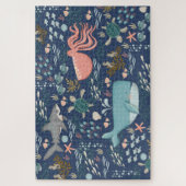 Unterhalb des Meeres - Aquarelltiere Kunst Puzzle (Vertikal)