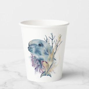 Unterhalb des Meeres - Aquarelltöne - Dolphin Pappbecher