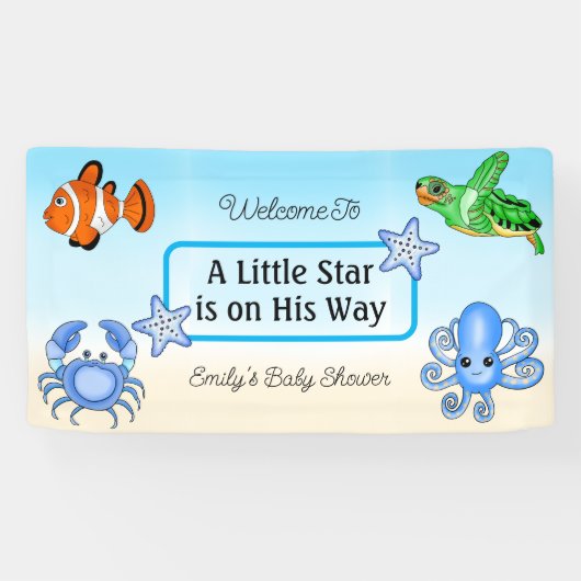 Unterhalb des Meeres | Baby Sea Creatures Baby Sho Banner (Horizontal)