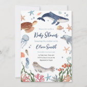 Unterhalb des Meeres Babydusche für Wassertiere Einladung (Vorderseite)