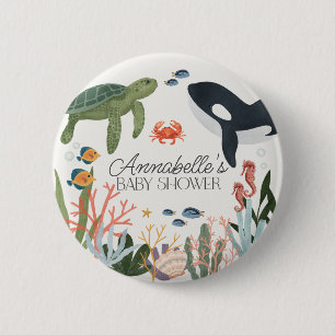 Unterhalb des Meeres-Babyduschfavoriten Button