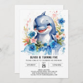 Unterhalb des Meeres Dolphin Delight Birthday Einladung (Vorne/Hinten)