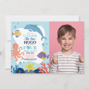 Unterhalb des Meeres - Dolphin Octopus 4. Foto Einladung