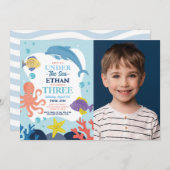 Unterhalb des Meeres - DREI Ozeane - Dolphin Octop Einladung (Vorne/Hinten)