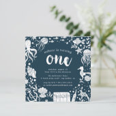 Unterhalb des Meeres | Einladung zum ersten Geburt (Stehend Vorderseite)