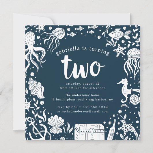 Unterhalb des Meeres | Einladung zur zweiten Gebur (Vorderseite)