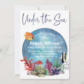 Unterhalb des Meeres Fisch Aquarell Babydusche Einladung (Vorderseite)